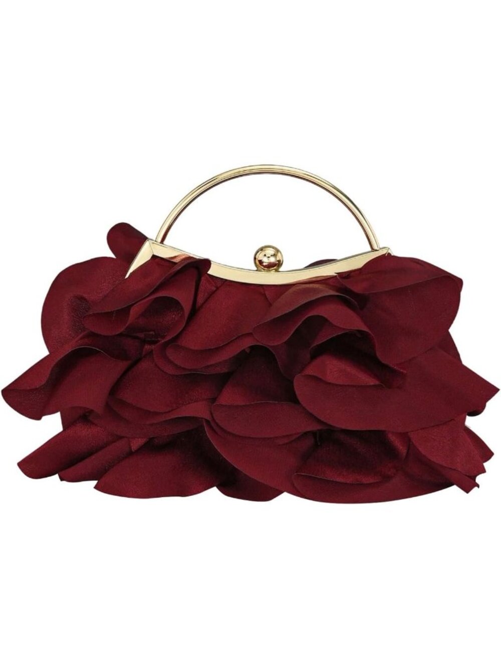 Women's Burgundy Floral Clutch Purse Wedding Guest Bow Evening Crossbody Bag